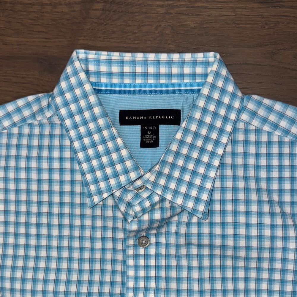 Banana Republic Aqua and White Plaid Shirt - Picture 6 of 8